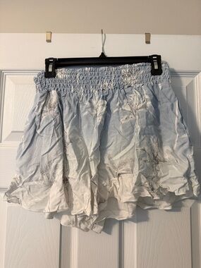 Surf Gypsy Light Blue and White Smocked Waist Shorts